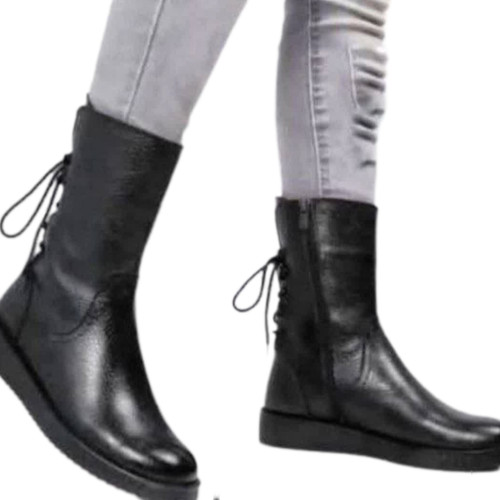 بوت زنانه چرم صنعتی پشت بند دار